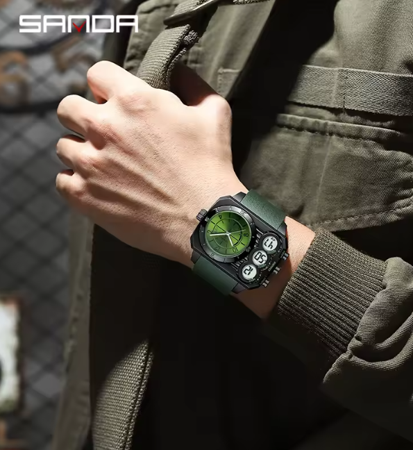 SANDA Fashion Sport Watch – Dual Display, Waterproof, LED