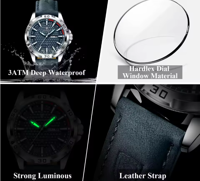 Original POEDAGAR Men’s Sport Wristwatch – Date & Week Display