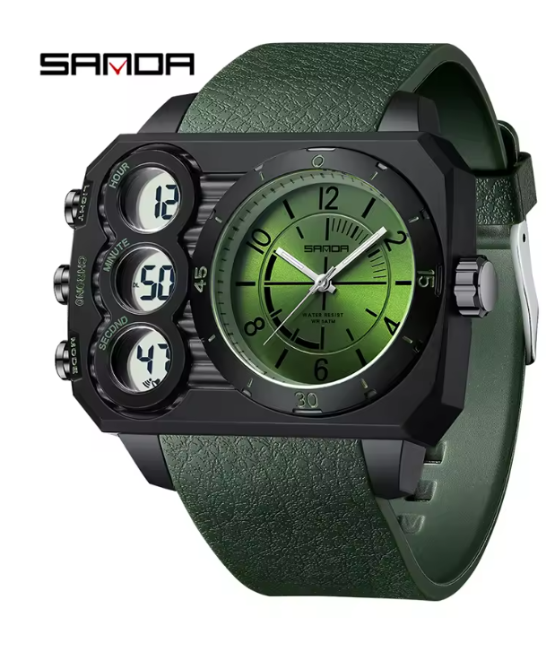 SANDA Fashion Sport Watch – Dual Display, Waterproof, LED